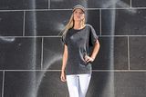 Ladies´ Acid Washed Extended Shoulder Tee - Indigo White