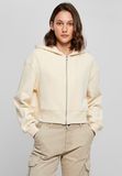 Ladies Short Oversized Zip Jacket - White Sand