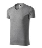 Slim Fit V-neck - Tričko pánske - tmavosivý melír