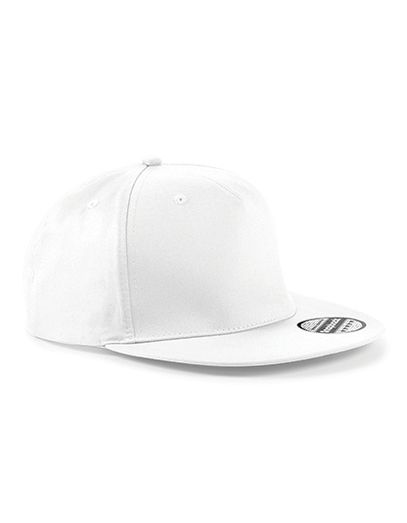 5 Panel Snapback Rapper Cap - White