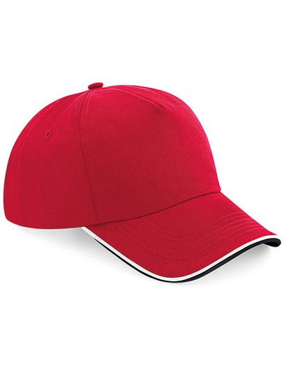 Authentic 5 Panel Cap  -  Piped Peak - Classic Red