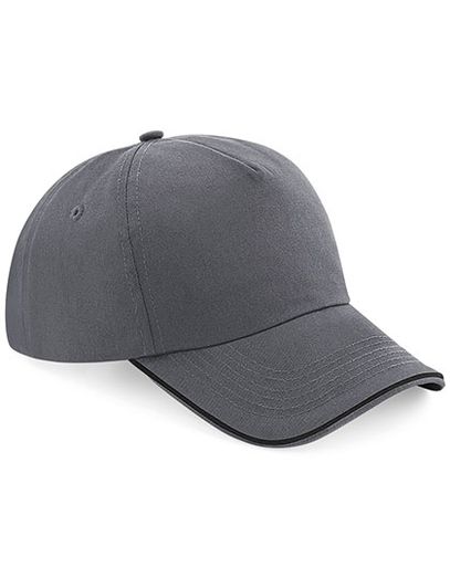 Authentic 5 Panel Cap  -  Piped Peak - Graphite Grey