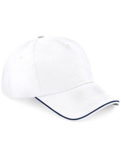 Authentic 5 Panel Cap  -  Piped Peak - White