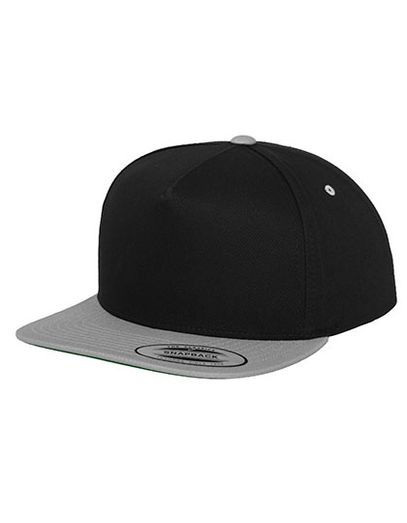 Classic 5 Panel Snapback Cap - Black