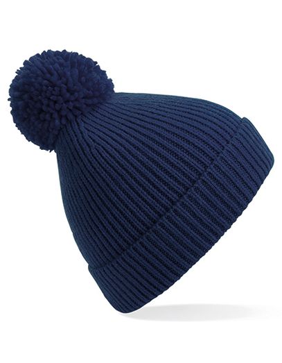 Engineered Knit Ribbed Pom Pom Beanie - Oxford Navy