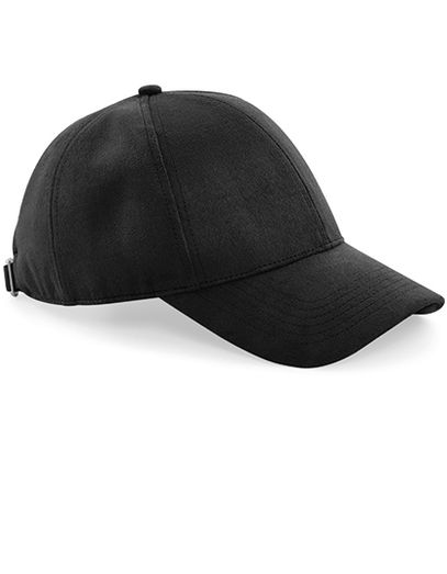 Faux Suede 6 Panel Cap - Black