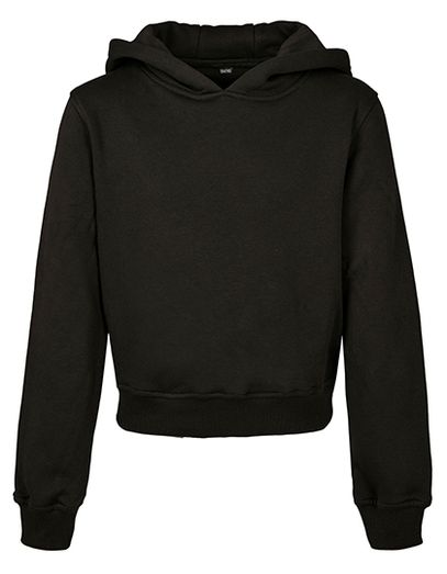 Girls Cropped Sweat Hoody - Black