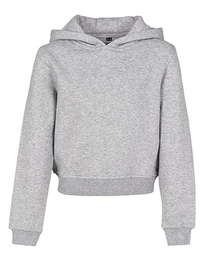 Girls Cropped Sweat Hoody - Heather Grey