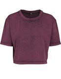 Ladies´ Acid Washed Cropped Tee - Berry Black