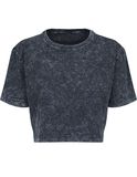 Ladies´ Acid Washed Cropped Tee - Darkgrey White