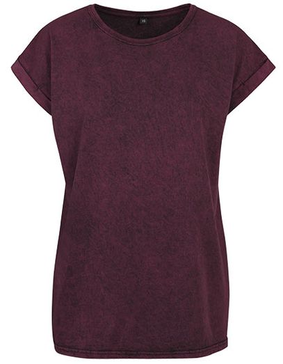 Ladies´ Acid Washed Extended Shoulder Tee - Berry Black