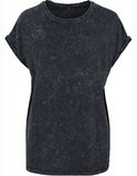 Ladies´ Acid Washed Extended Shoulder Tee - Black