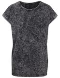 Ladies´ Acid Washed Extended Shoulder Tee - Darkgrey White