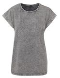 Ladies´ Acid Washed Extended Shoulder Tee - Grey Black