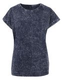 Ladies´ Acid Washed Extended Shoulder Tee - Indigo White