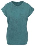 Ladies´ Acid Washed Extended Shoulder Tee - Teal Black