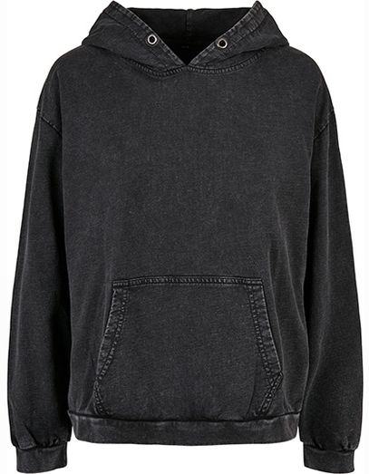 Ladies´ Acid Washed Oversize Hoody - Black