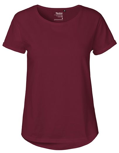 Ladies´ Roll Up Sleeve T-Shirt - Bordeaux