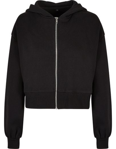 Ladies Short Oversized Zip Jacket - Black