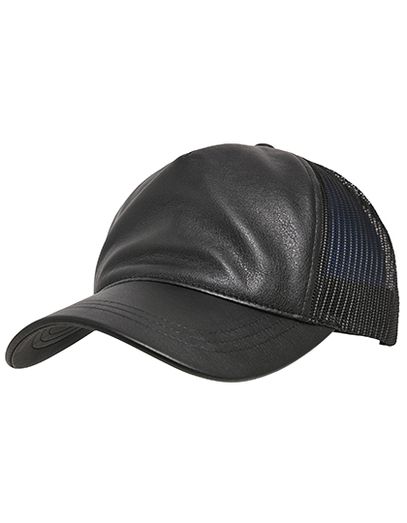 Leather Trucker Cap - Black