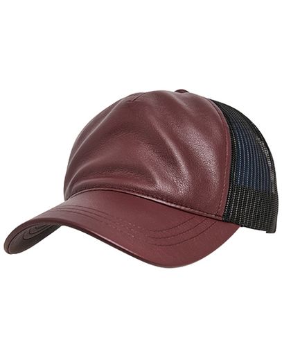 Leather Trucker Cap - Maroon