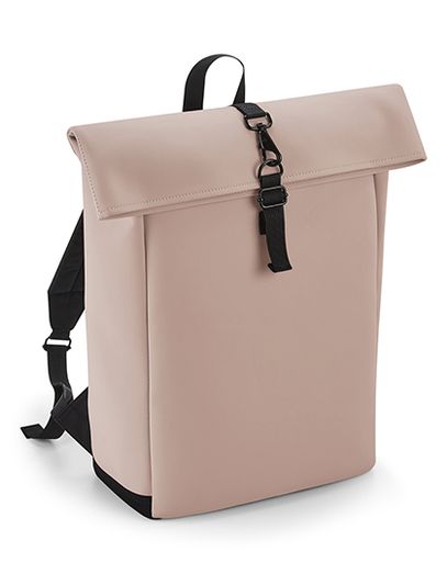 Matte PU Roll-Top Backpack - Nude Pink