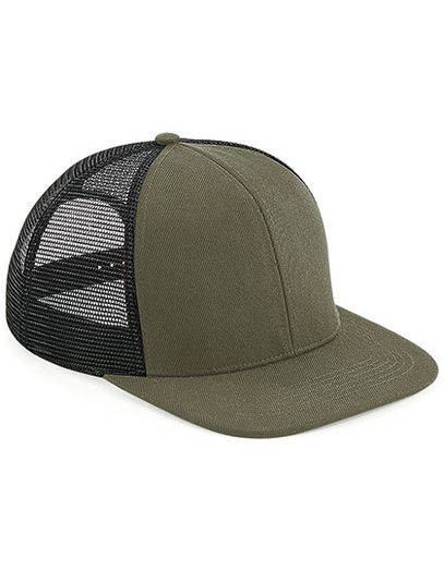 Original Flat Peak 6 Panel Trucker Cap - Olive Green