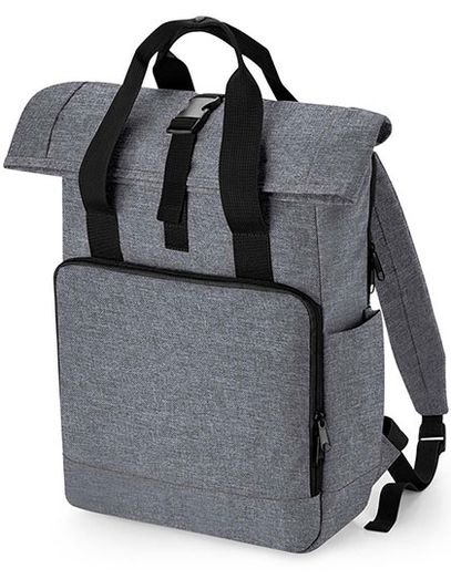 Recycled Twin Handle Roll-Top Laptop Backpack - Grey Marl