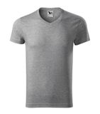 Slim Fit V-neck - Tričko pánske - tmavosivý melír