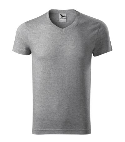 Slim Fit V-neck - Tričko pánske - tmavosivý melír