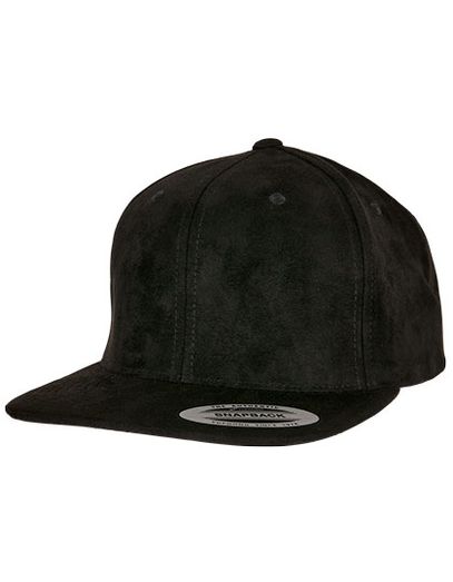 Suede Leather Snapback - Black