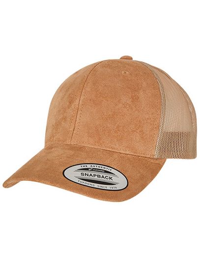 Suede Leather Trucker Cap - Khaki