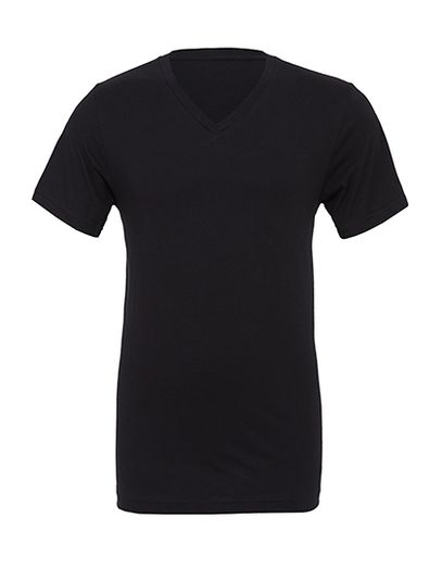 Unisex Jersey Short Sleeve V-Neck Tee - Black