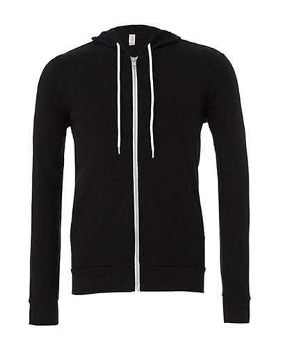 Unisex Poly-Cotton Fleece Full-Zip Hoodie - Black