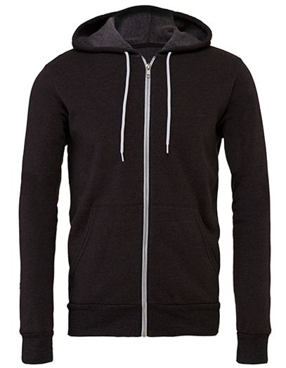 Unisex Poly-Cotton Fleece Full-Zip Hoodie - Dark Grey Heather