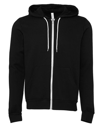 Unisex Poly-Cotton Fleece Full-Zip Hoodie - DTG Black