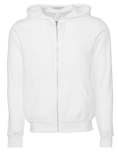 Unisex Poly-Cotton Fleece Full-Zip Hoodie - DTG White