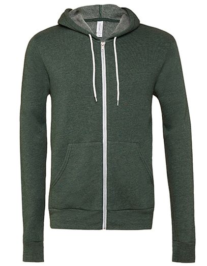 Unisex Poly-Cotton Fleece Full-Zip Hoodie - Heather Forest