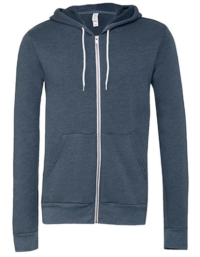 Unisex Poly-Cotton Fleece Full-Zip Hoodie - Heather Navy