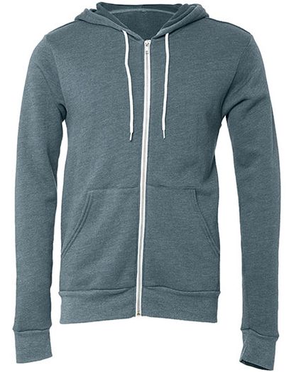 Unisex Poly-Cotton Fleece Full-Zip Hoodie - Heather Slate