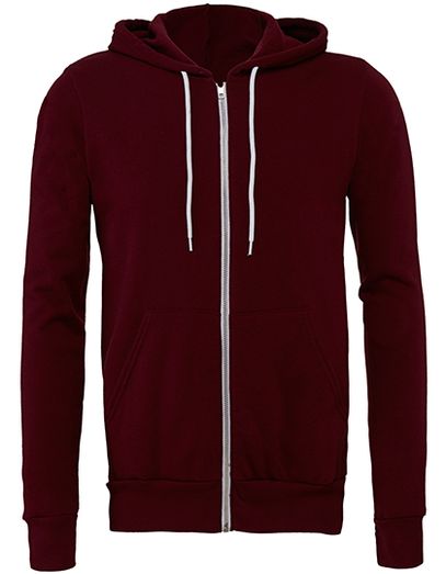 Unisex Poly-Cotton Fleece Full-Zip Hoodie - Maroon