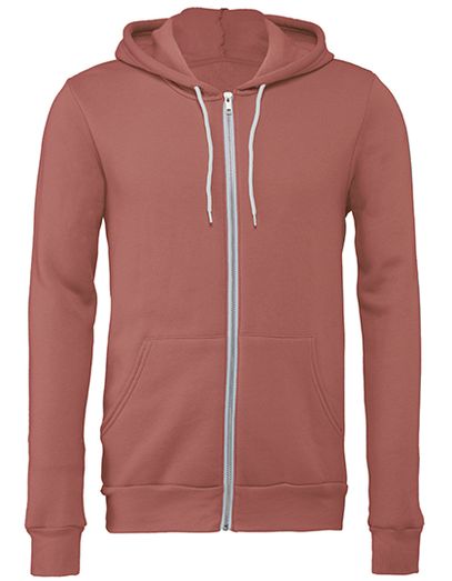 Unisex Poly-Cotton Fleece Full-Zip Hoodie - Mauve (Solid)