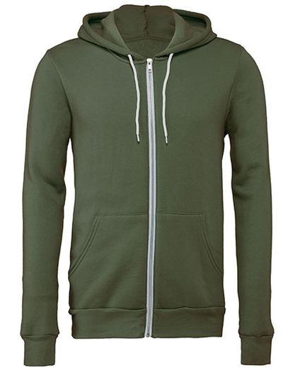 Unisex Poly-Cotton Fleece Full-Zip Hoodie - Military Green