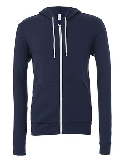 Unisex Poly-Cotton Fleece Full-Zip Hoodie - Navy