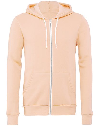 Unisex Poly-Cotton Fleece Full-Zip Hoodie - Peach