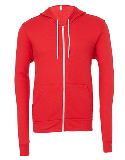 Unisex Poly-Cotton Fleece Full-Zip Hoodie - Red