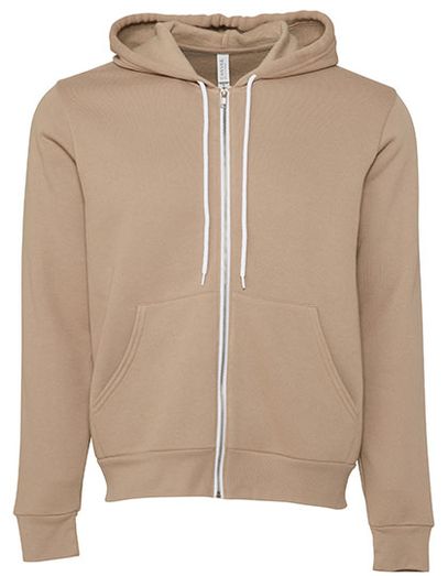 Unisex Poly-Cotton Fleece Full-Zip Hoodie - Tan