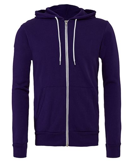 Unisex Poly-Cotton Fleece Full-Zip Hoodie - Team Purple