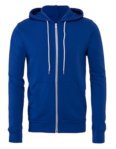 Unisex Poly-Cotton Fleece Full-Zip Hoodie - True Royal