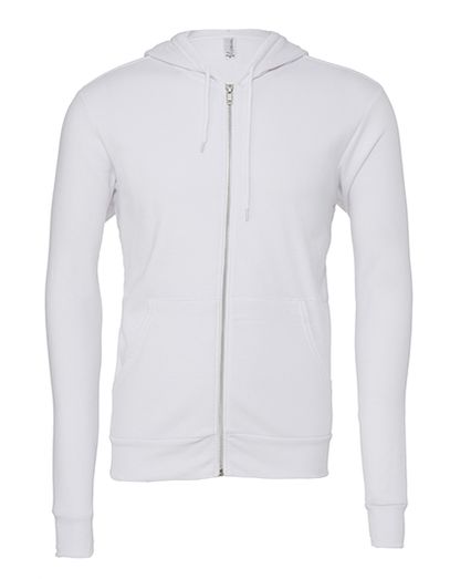 Unisex Poly-Cotton Fleece Full-Zip Hoodie - White